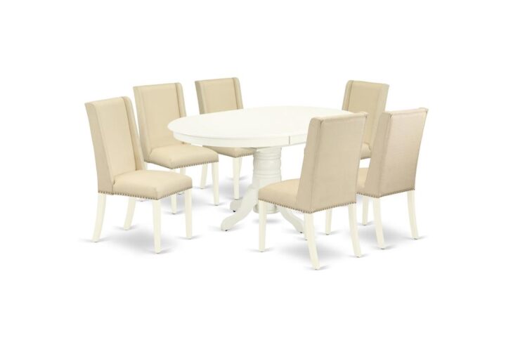 EAST WEST FURNITURE 7-PC DINNING ROOM TABLE SET 6 ATTRACTIVE PARSONS DINING CHAIRS AND ROUND TABLE