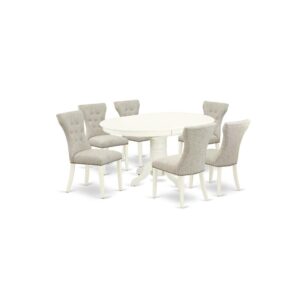 EAST WEST FURNITURE 7-PC DINING SET 6 STUNNING PARSONS DINING ROOM CHAIRS AND ROUND TABLE