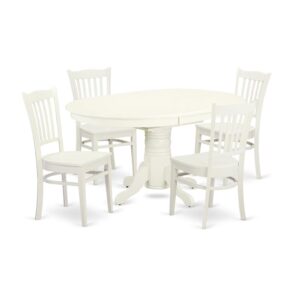 Modify your room's decor with a new and polished look with this modern 5 Piece Dining Set. Finished in a marvelous Linen White color