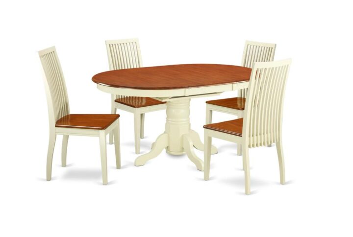 Save your old decor and update it with a new and polished look with this modern 5 Piece Dining Set. Available in a marvelous Buttermilk & Cherry finish