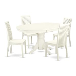 Save your old decor and update it with a new and polished look with this modern 5 Piece Dining Set. Finished in a marvelous Linen White color