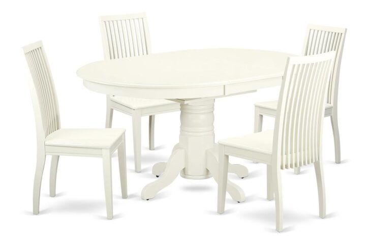 Save your old decor and update it with a new and polished look with this modern 5 Piece Dining Set. Finished in a marvelous Linen White color