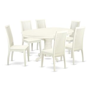 Save your old decor and update it with a new and polished look with this modern 7 Piece Dining Set. Available in a marvelous Linen White finish