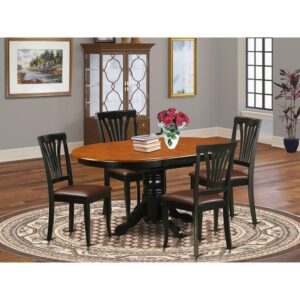 The dinette table set with integrated self storage extendable leaf which accommodates four to six diners.Slick hardwood table top with strong carved pedestal support. Beveled oval profile to create warm and comfortable dining area environmentPolished in rich Black & Cherry finish