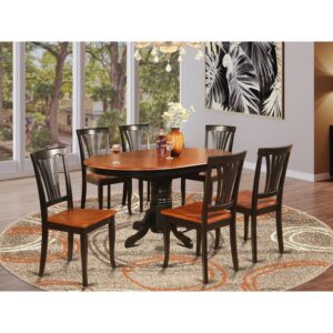 The dinette set with in-built self storage butterfly leaf which accommodates 4 to 6 persons.Slick hardwood tabletop with strong carved pedestal support. Beveled oval design for comfortable dining room environmentPolished in warm Black & Cherry Color