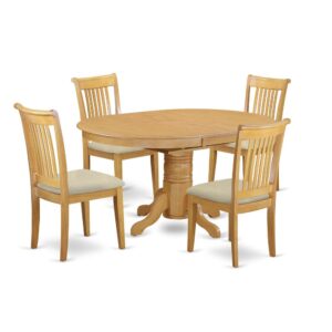 Treat your room's decor with a new and polished look with this modern 5 Piece Dining Set. Finished in a marvelous Oak color