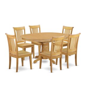 Give your room decor a new and polished look with this modern 7 Piece Dining Set. Available in a marvelous Oak finish