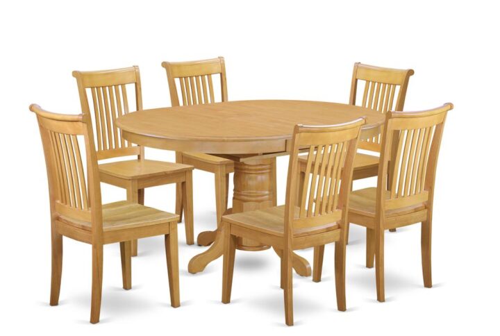 Give your room decor a new and polished look with this modern 7 Piece Dining Set. Available in a marvelous Oak finish