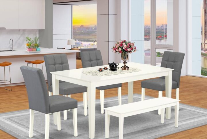 EAST WEST FURNITURE - CAAS6-LWH-41 - 6-PIECE MODERN DINING TABLE SET