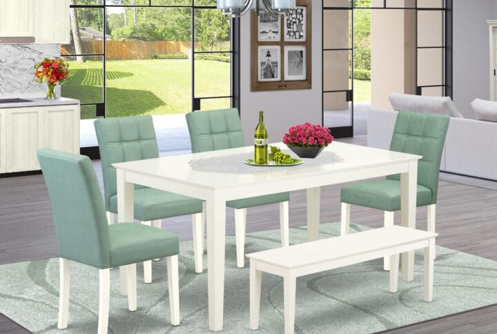 EAST WEST FURNITURE - CAAS6-LWH-43 - 6-PIECE MID CENTURY TABLE SET