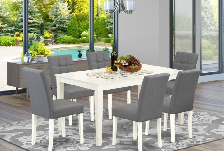 EAST WEST FURNITURE - CAAS7-LWH-41 - 7-PIECE MODERN DINING TABLE SET