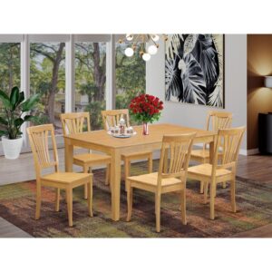 This amazing simple but lovely 7 piece dinette table set will bring warmth and style to your dining room. It contains a dinette table and 6 beautifully crafted dining room chairs. The Dinette set can seat a maximum of six people. This set is designed out of the popular Asian Hardwood