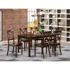 This particular dining room table and dining room chairs set