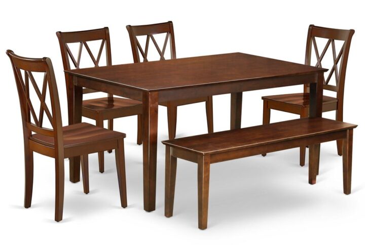 The CACL6-MAH-W dining set provides a distinctive