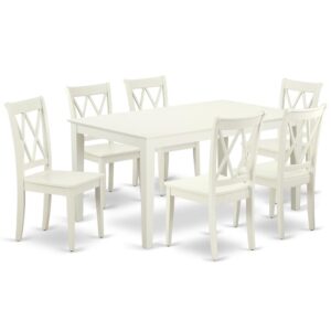 The CACL7-LWH-W dining set provides a distinct