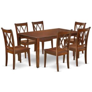 The CACL7-MAH-W dining set provides a distinctive