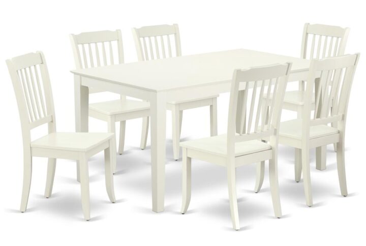 The CADA7-LWH-W dining set provides a distinct