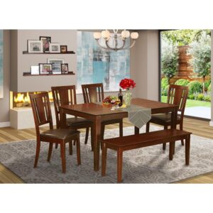 The kitchen table set is a class apart with its dazzling appearance and clean Mahogany color. The excellent blend of simple design and elegance. This amazing set is crafted with top quality hardwood. dining chairs produced in a sophisticated and modern style available chairs seats in solid wood