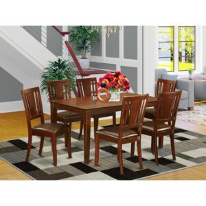 The kitchen table set is really a class apart with its brilliant design and clean Mahogany finish. The ideal combination simpleness and luxury. This excellent set is manufactured with superior quality timber. dining chairs produced in a stylish and innovative style and design available chairs seats in solid wood