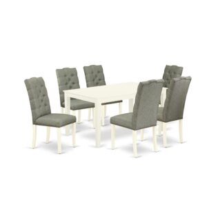 EAST WEST FURNITURE 7-PC DINING ROOM TABLE SET 6 FANTASTIC DINING ROOM CHAIRS AND SMALL RECTANGULAR TABLE