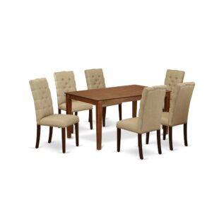 EAST WEST FURNITURE 7-PIECE DINING SET 6 ATTRACTIVE PARSON CHAIRS AND RECTANGULAR DINNER TABLE