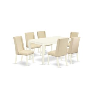 EAST WEST FURNITURE 7-PIECE MODERN DINING TABLE SET 6 BEAUTIFUL PARSON DINING CHAIRS AND RECTANGLE TABLE