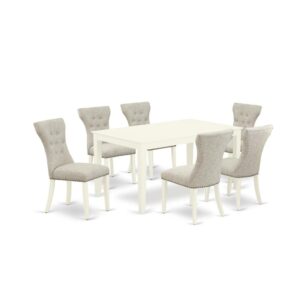 EAST WEST FURNITURE 7-PIECE KITCHEN DINING TABLE SET 6 AMAZING DINING CHAIRS AND RECTANGULAR DINING ROOM TABLE