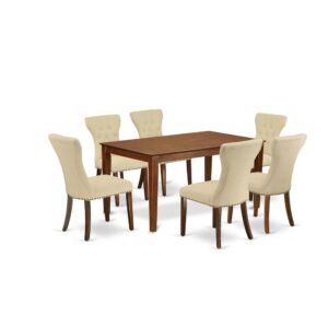 EAST WEST FURNITURE 7-PC KITCHEN DINING TABLE SET 6 STUNNING KITCHEN PARSON CHAIR AND RECTANGULAR WOOD DINING TABLE