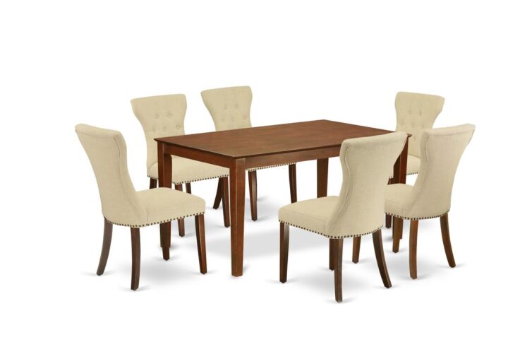 EAST WEST FURNITURE 7-PC KITCHEN DINING TABLE SET 6 STUNNING KITCHEN PARSON CHAIR AND RECTANGULAR WOOD DINING TABLE