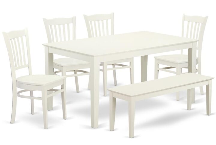 Capri table and chairs sets offer you your dining room innovative elegance with a classy and smart aesthetic design and style. Rectangle-shaped dining table with four straight legs for a clean and state-of-the-art modern style and design. Stylish Dinette table set produced from superior Asian Wood that's remarkably attractive and delicate as well. Finished in a rich and luxurious Linen White
