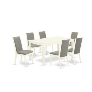 EAST WEST FURNITURE 7-PC DINING SET 6 WONDERFUL DINING CHAIRS AND RECTANGULAR DINETTE TABLE
