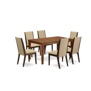EAST WEST FURNITURE 7-PC DINNING ROOM TABLE SET 6 WONDERFUL PARSON DINING CHAIRS AND RECTANGULAR WOOD DINING TABLE