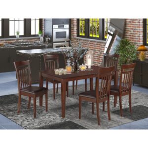 contemporary visual appearance. Rectangular Kitchen table with four straight legs for a clean and innovative contemporary design and style. Stylish Dinette set crafted from good quality Asian Lumber that's amazingly wonderful and delicate at the same time. Finished in a vibrant and high-class Mahogany