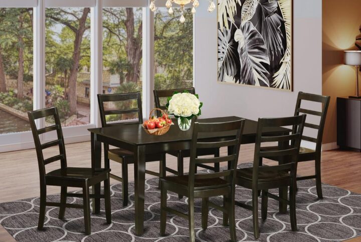 This particular dining room tableand dining room chairs presents crisp