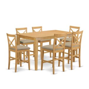 This 7-piece dining room table set is an elegant addition to any home. It comprises 6 modern dining chairs with Linen Fabric seats and Slatted Backs