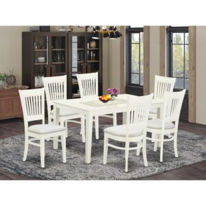 EAST WEST FURNITURE 7-PC MODERN DINETTE SET WITH 6 AMAZING WOODEN DINING CHAIRS AND RECTANGULAR SMALL TABLE