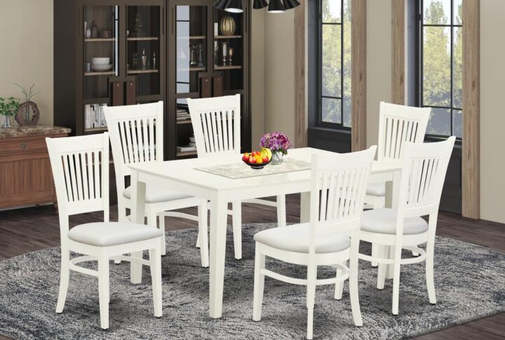 EAST WEST FURNITURE 7-PC MODERN DINETTE SET WITH 6 AMAZING WOODEN DINING CHAIRS AND RECTANGULAR SMALL TABLE