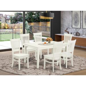 EAST WEST FURNITURE 7-PIECE DINING ROOM TABLE SET WITH 6 AMAZING WOOD DINING CHAIR AND RECTANGULAR DINING TABLE