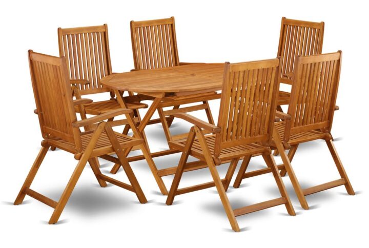 This DICN7NC5N 7-Piece Dining Set includes 6 side dining chairs and one table. Lounge on the front or enjoy poolside conversations with this classic Outdoor-Furniture chair