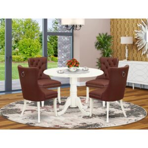 Presenting a charming and space-efficient 5-piece dining table set that combines style