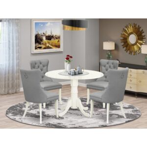 Presenting a charming and space-efficient 5-piece dining set that combines style