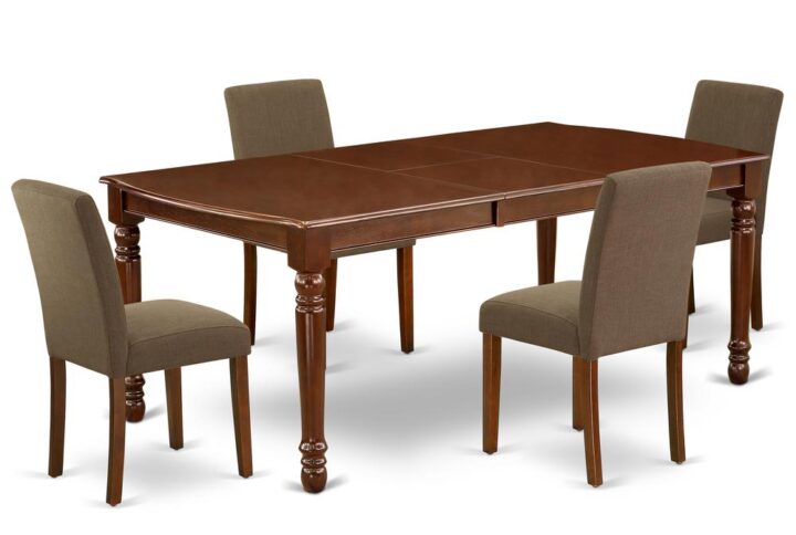 The DOAB5-MAH-18 dining set facilitates an affectionate family feeling. A comfortable and classy Mahogany color offers any dining area a relaxing and friendly feel with the rectangular kitchen table. This well-designed and comfortable dining table may be used for hours at a time. This wonderful smooth Mahogany dinette table makes a really good addition for all kitchen space and corresponds all sorts of dining-room concepts. The dinette table is created from prime quality rubber wood known as Asian Hardwood. No heat treated pressured wood like MDF