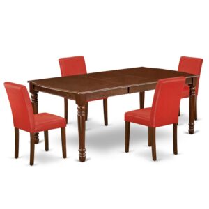 The DOAB5-MAH-72 dining set facilitates an affectionate family feeling. A comfortable and classy Mahogany color offers any dining area a relaxing and friendly feel with the rectangular kitchen table. This well-designed and comfortable dining table may be used for hours at a time. This wonderful smooth Mahogany dinette table makes a really good addition for all kitchen space and corresponds all sorts of dining-room concepts. The dinette table is created from prime quality rubber wood known as Asian Hardwood. No heat treated pressured wood like MDF