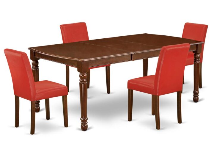 The DOAB5-MAH-72 dining set facilitates an affectionate family feeling. A comfortable and classy Mahogany color offers any dining area a relaxing and friendly feel with the rectangular kitchen table. This well-designed and comfortable dining table may be used for hours at a time. This wonderful smooth Mahogany dinette table makes a really good addition for all kitchen space and corresponds all sorts of dining-room concepts. The dinette table is created from prime quality rubber wood known as Asian Hardwood. No heat treated pressured wood like MDF