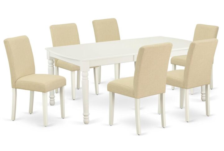 The DOAB7-LWH-02 dining set facilitates an affectionate family feeling. A comfortable and luxurious Linen White color offers any dining area a relaxing and friendly feel with the rectangular kitchen table. This well-designed and comfortable dining table may be used for hours at a time. This wonderful slick Linen White dinette table makes a really good addition for all kitchen space and corresponds all sorts of dining-room concepts. The dinette table is created from prime quality rubber wood known as Asian Hardwood. No heat treated pressured wood like MDF
