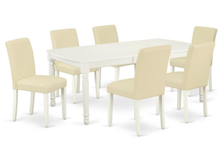 The DOAB7-LWH-64 dining set facilitates an affectionate family feeling. A comfortable and luxurious Linen White color offers any dining area a relaxing and friendly feel with the rectangular kitchen table. This well-designed and comfortable dining table may be used for hours at a time. This wonderful slick Linen White dinette table makes a really good addition for all kitchen space and corresponds all sorts of dining-room concepts. The dinette table is created from prime quality rubber wood known as Asian Hardwood. No heat treated pressured wood like MDF
