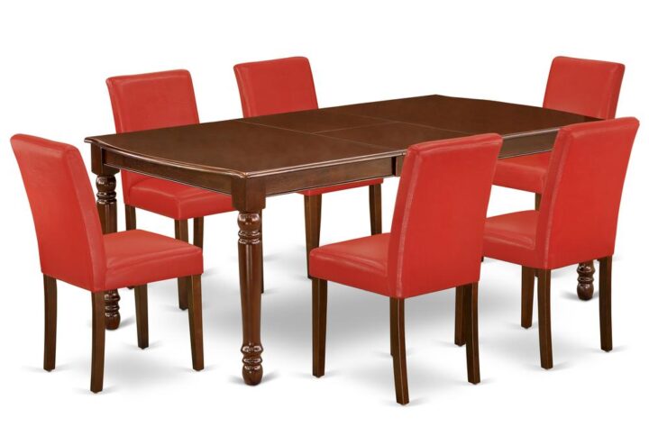 The DOAB7-MAH-72 dining set facilitates an affectionate family feeling. A comfortable and classy Mahogany color offers any dining area a relaxing and friendly feel with the rectangular kitchen table. This well-designed and comfortable dining table may be used for hours at a time. This wonderful smooth Mahogany dinette table makes a really good addition for all kitchen space and corresponds all sorts of dining-room concepts. The dinette table is created from prime quality rubber wood known as Asian Hardwood. No heat treated pressured wood like MDF