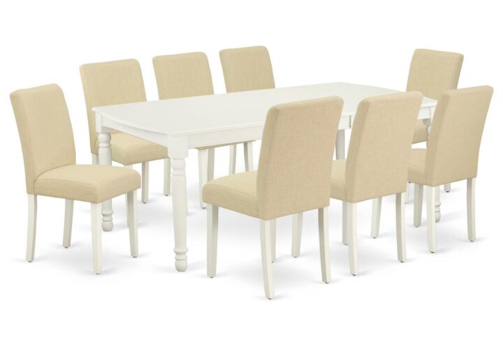 The DOAB9-LWH-02 dining set facilitates an affectionate family feeling. A comfortable and luxurious Linen White color offers any dining area a relaxing and friendly feel with the rectangular kitchen table. This well-designed and comfortable dining table may be used for hours at a time. This wonderful slick Linen White dinette table makes a really good addition for all kitchen space and corresponds all sorts of dining-room concepts. The dinette table is created from prime quality rubber wood known as Asian Hardwood. No heat treated pressured wood like MDF