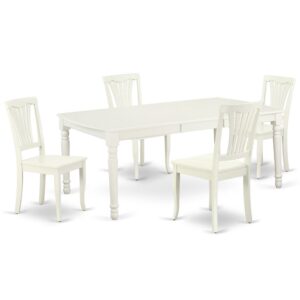 The exclusive DOAV5-LWH-W dining set facilitates an affectionate family feeling. A comfortable and luxurious Linen White color offers any dining area a relaxing and friendly feel with the rectangular kitchen table. With a soft rounded bevel at the edge of the table top