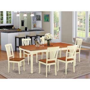 Attractive dining table with set of 6 comfortable dining room chairs which could be put in your dining area and kitchen area. Both